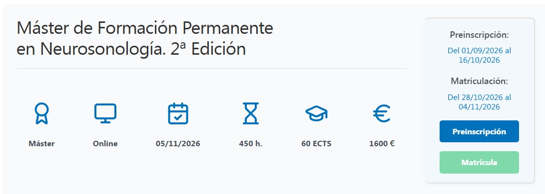 Máster de Formación Permanente en Neurosonología. 2ª Edición